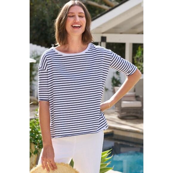 Frank & Eileen Tops - NWOT FRANK & EILEEN JOSEPHINE Navy French Stripe, Heritage Jersey Size M